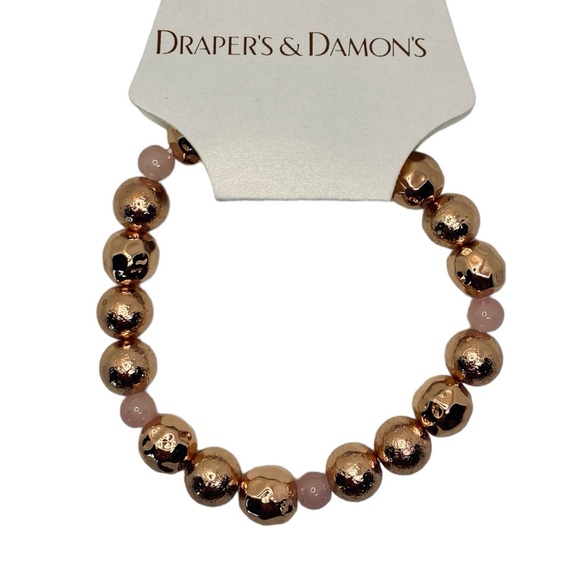 Draper’s & Damon’s Rose Gold Pink Elastic Bead Bracelet New With Tags - Picture 2 of 4